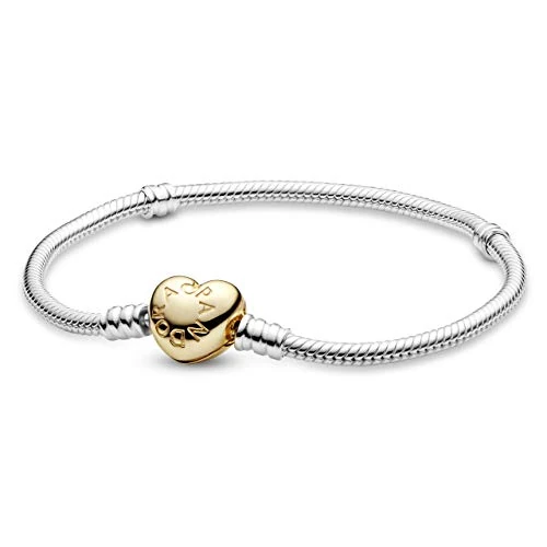 Offerta a tempo: PANDORA Icons Bracciale in argento con chiusura a forma di cuore placcata in oro 14k, 21 - 0.00% da 79.00 € a 79.00 €