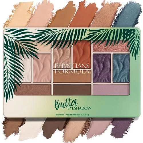 Physicians Formula - Butter Eyeshadow Palette - Sombras Suaves y Ultracremosas en 12 Tonos Diferentes - Aplicación en Seco o Húmedo - con Tucuma, Cupuaçu y Ácidos Grasos Esenciales - Días Tropicales