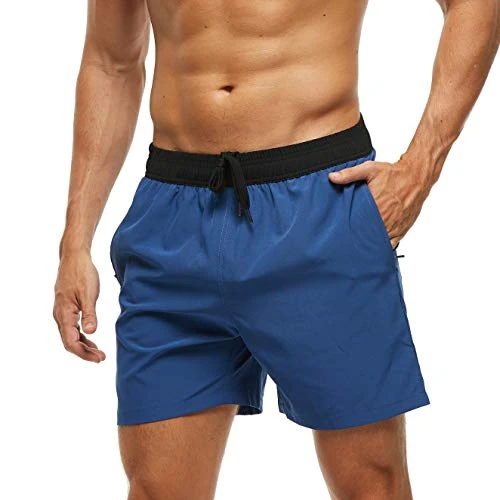 Limited-time offer: Arcweg Men's Swimming Shorts Mens Swim Trunks with Zipper Pockets Swim Shorts Mesh Lining Stretchy Board Shorts Surfing Beach Shorts Quick Dry Black and Blue L(UK) from 18.99 £ to 18.99 £ (save 0.00%)