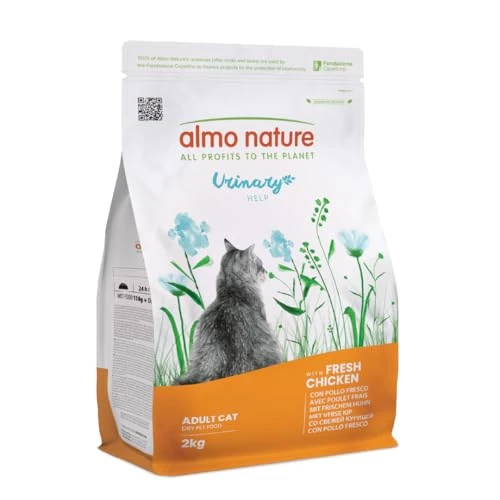 Almo Nature Urinary Help - Croquetas para Gatos con Pollo Fresco - Apoyo al Sistema Urinario con Glucosamina y Niveles Reducidos de Magnesio, Calcio y Fósforo - Bolsa de 2 kg