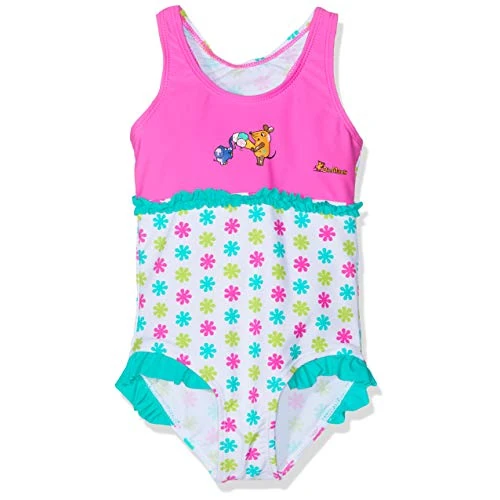 Tijdelijke aanbieding: Playshoes Meisjes UV-bescherming muis bloemen badpak, meerkleurig (wit/roze 586), 110/116 cm van 22.73 € naar 22.73 € (0.00% korting)