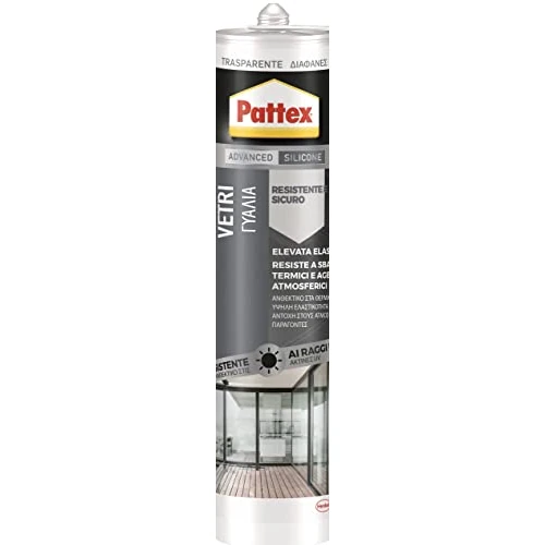 Offerta a tempo: Pattex Sigillante Silicone Neutro per Vetri e Specchi, Incollare Specchi, Vetro e Muro, Metallo, Legno, Colore Trasparente, Cartuccia da 280 ml - 15% da 12.99 € a 10.99 €