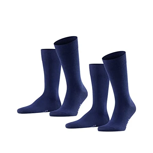 Offerta a tempo: FALKE Happy Double Pack M So cotone tinta unita confezione di 2 paia, Calzini Uomo, Blu Royal Blue 6000, 39-42 - 0.00% da 14.00 € a 14.00 €