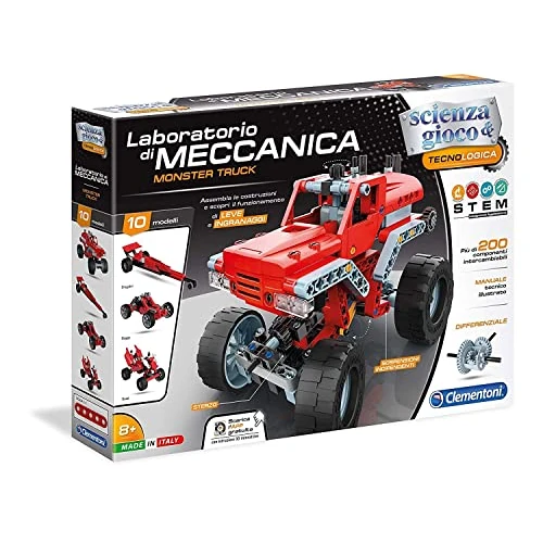 Offerta a tempo: Clementoni Scienza e Gioco Build - Monster Trucks, Laboratorio di Meccanica, Set Costruzioni Bambini 8+ Anni, per Scoprire i Principi di Meccanica e Ingegneria, Made in Italy, Lingua Italiana, 19087 - 55% da 19.90 € a 8.92 €