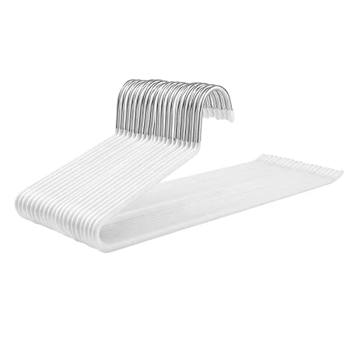 SONGMICS 20-Pack Trousers Hangers, Metal Scarf Hangers, Non-Slip, Chrome-Plated, 38 x 13 cm, White CRI004WT-20