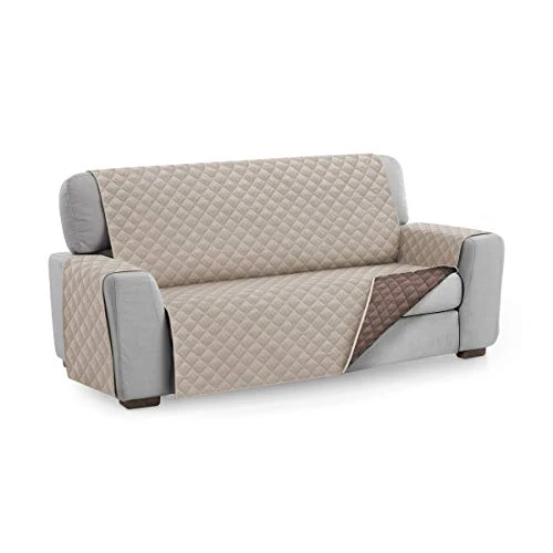 textil-home Sofa Cover MALU, Size 3 Seater -REVERSIBLE - Quilted slipcover Protector. Colour Beige