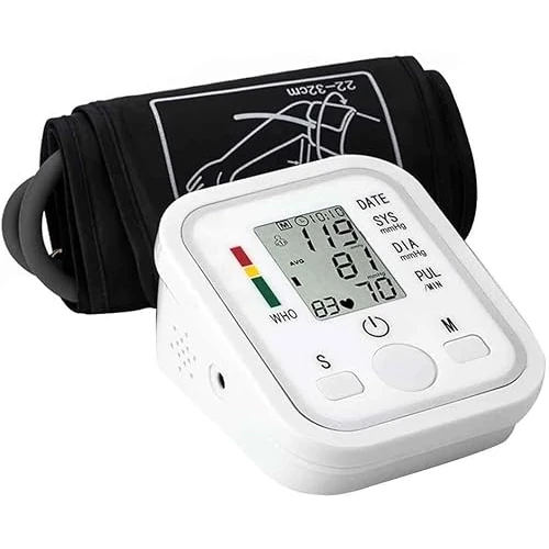 Upper Arm Blood Pressure Monitor, Digital LCD Home Health Care Automatic Heart Beat Meter Machine Tonometer for Home Measuring