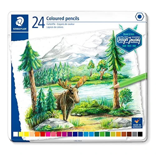 Offre limitée : Staedtler Crayons de couleur de haute qualité pour artistes, Mine douce et tendre de 3 mm, Boîte en métal avec 24 couleurs différentes assorties, 146C M24 de 17.20 EUR à 10.15 EUR (remise 41%)