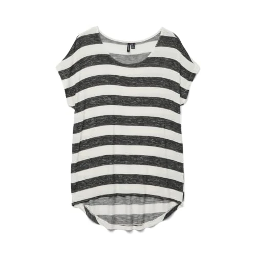 Offerta a tempo: Vero Moda Vmwide Stripe S/L Ga Jrs Top da Donna, Multicolore (Black Snow White), L - 50% da 21.99 € a 10.99 €