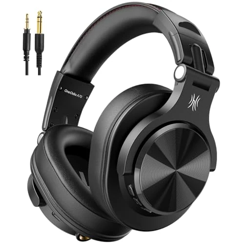 Offerta a tempo: OneOdio A70 Cuffie Bluetooth Over Ear, Cuffie Cablate e Wireless Cuffie Stereo con Microfono, 72 Ore di Riproduzione, CVC 8.0, Jack 3,5 e 6,35 mm, Pieghevole, per DJ, Chitarra, Cellulare, PC, Nero - 0.00% da 54.99 € a 54.99 €