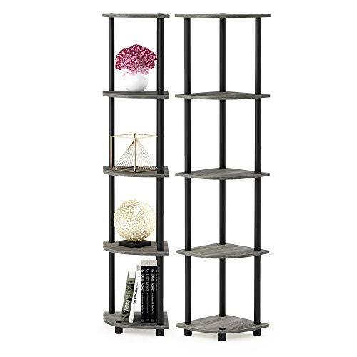 Offerta a tempo: Furinno Turn-N-Tube 5 livello Scaffali senza Attrezzi, Legno, French Oak Grey/Nero, 2-Pack - 0.00% da 65.57 € a 65.57 €