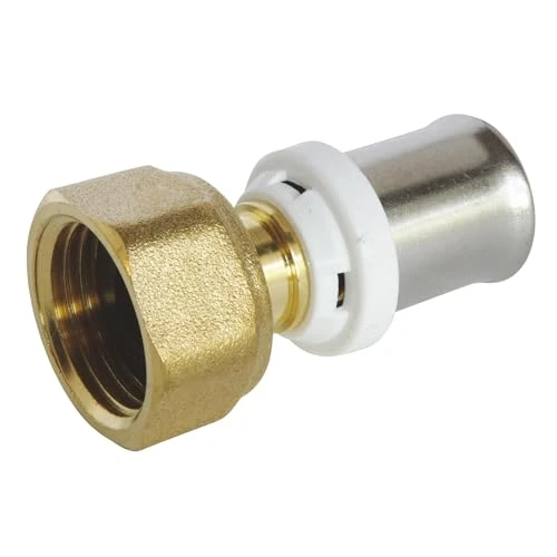 SOMATHERM FOR YOU, Raccord droit à sertir pour tube multicouche Ø16, écrou tournant F20/27, compatible avec profils U, H, TH, conforme norme NF 545, étanchéité sécurisée