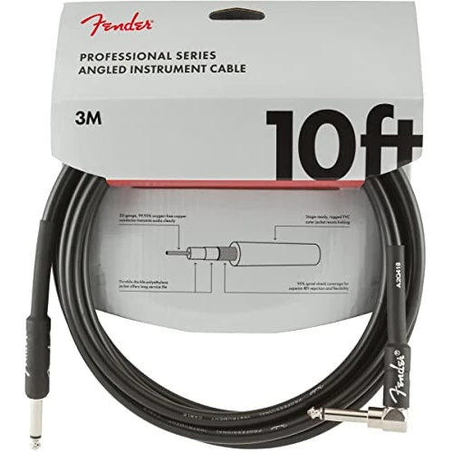 Fender Professional Series Instrument Cable - 10 ft - STR/ANG - black, 3 metre