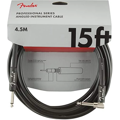 Offerta a tempo: Fender Cavo Serie Professionale, 15ft, 22 AWG, 95% Schermatura OFC a Spirale, Guaina Nera in PVC Flessibile, Connettori Nichelati, Garanzia a Vita - 32% da 22.49 € a 15.27 €