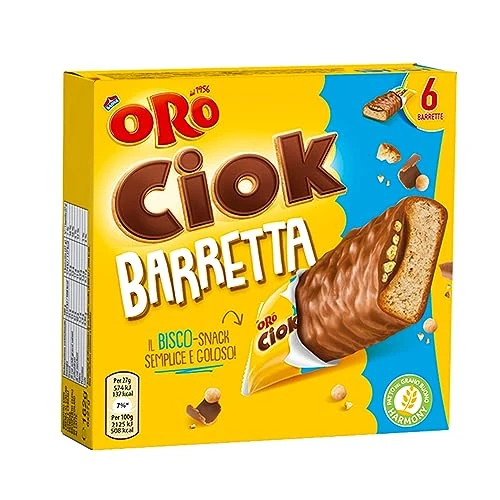 Offerta a tempo: Oro Ciok Barretta, Biscotto Fragrante Coperto di Cioccolato al Latte e Ripieno di — 32% da 2,69 € a 1,82 €