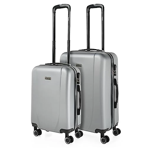 Offerta a tempo: ITACA - Set valigie - Set Valigie Rigide Offerte. Valigia Grande Rigida, Valigia Media Rigida e Bagaglio a Mano. Set di Valigie con Lucchetto Combinazione TSA, Argento — 37% da 99,99 € a 63,03 €