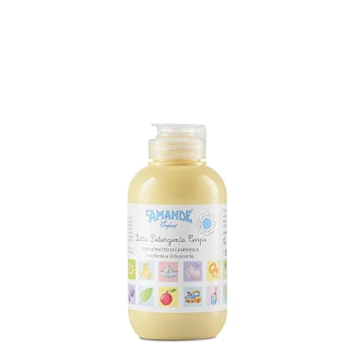 Offerta a tempo: L'AMANDE - Latte Detergente Neonato e Bambino Emolliente Lenitivo Con Amido di Riso e Calendula, Latte Detergente Delicato Ideale per il Cambio Pannolino e Idratante Corpo per Bambini - Enfant, 150 ml - 52% da 11.00 € a 5.33 €