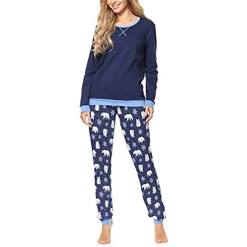 Merry Style Dames Pyjama MS10-168 (Donkerblauw/Bear-2, XL)