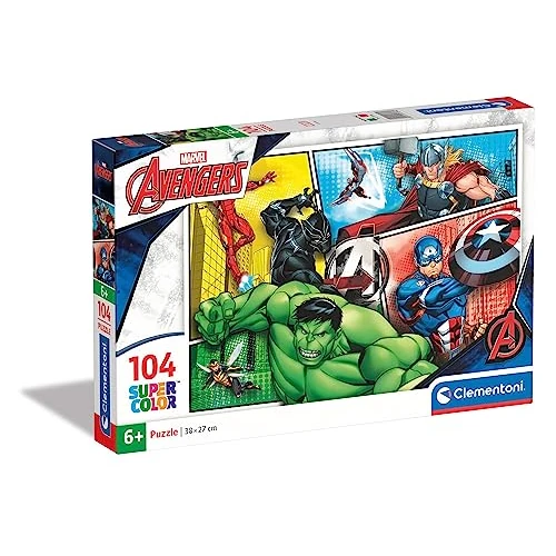 Zeitlich begrenztes Angebot: Clementoni 27284 Supercolor The Avengers – Puzzle 104 Teile ab 6 Jahren, buntes Kinderpuzzle mit besonderer Leuchtkraft & Farbintensität, Geschicklichkeitsspiel für Kinder von 8.90 € auf 8.90 € (0.00% Rabatt)