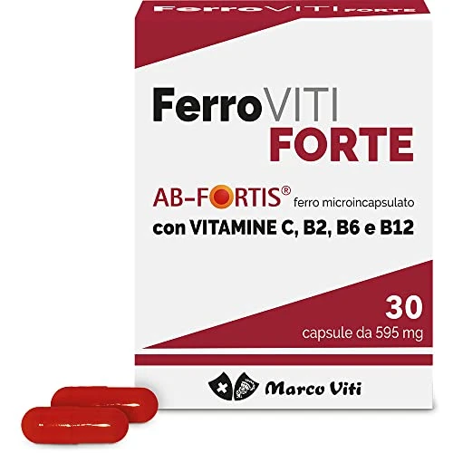 Ferro Viti - Forte, Integratore di Ferro Microincapsulato con Vitamina B2, Combatte Affaticamento e Spossatezza, 30 Capsule da 590 mg,