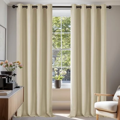 Tijdelijke aanbieding: Deconovo Gordijnen Verduisterend, 2 stuks, Beige, Ondoorzichtige Gordijnen met Oogjes voor Woonkamer, Slaapkamer, Woonkamer, 140x290 cm (B x H) van 49.99 EUR naar 49.99 EUR (korting 0%)