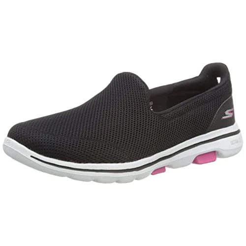 Limited-time offer: Skechers Women's GO Walk 5 Slip On Trainers, Black Textile Hot Pink Trim, 3 UK from 64.00 GBP to 64.00 GBP (save 0%)