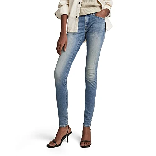 G-Star Para Mujer Midge Zip Mid-Waist Skinny Jeans, Azul (lt vintage aged destroy D05281-8968-9114), 25W / 34L