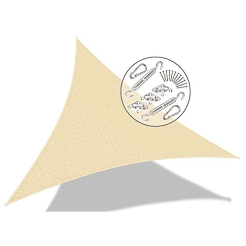 Oferta limitada: VOUNOT® Toldo Vela de Sombra Triangular 3 x 3 x 3 m, Incluye 19 Kits de Montaje, Protección Rayos UV y HDPE Transpirable, para Exterior, Jardin, Patio, Marfil de 27.99 € a 22.95 € (ahorro 18%)