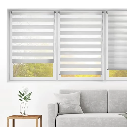 Offerta a tempo: Blindecor Indus Sensa attrezzi | Tenda a rullo a doppio strato senza perforazione | Colore Argento grigio 37 x 180 cm (Larghezza x Altezza) | Dimensioni del tessuto 34 x 175 cm - 25% da 25.36 € a 19.04 €