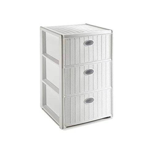 Stefanplast Elegance KOMMODE 3 białe szuflady cm.40x40x60h, Bianco, 30x40x60H