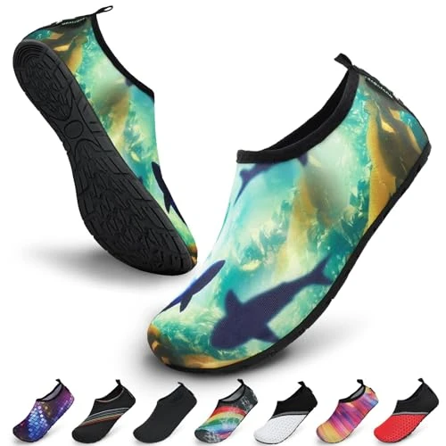 Offerta a tempo: SAGUARO Scarpette Scoglio Uomo Donna Scarpe da Sport Acquatici Barefoot Scarpe da Piscina Spiaggia Canottaggio Mare Fiume Nuoto Surf Vela Calzini per Immersione (Multicolore,42/43 EU) - 11% da 18.99 € a 16.99 €