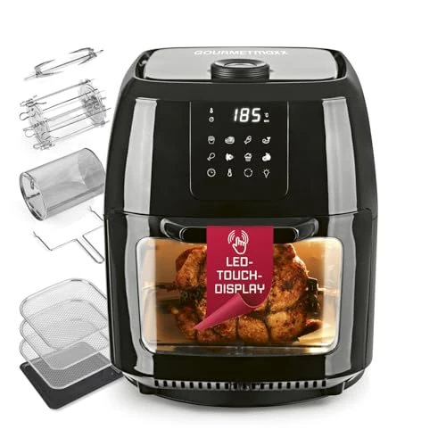 Offerta a tempo: GOURMETmaxx Friggitrice digitale XXL ad aria calda 9 litri | Frittura senza grassi, con spiedo rotante per pollo e shashlik | Friggitrice, forno e grill rotante in un unico apparecchio - 5% da 109.99 € a 104.49 €