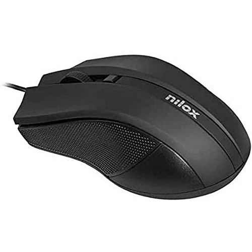 Nilox, Mouse Ottico USB 1600 Dpi, Mouse Ergonomico con Tracking Ottico 1600 Dpi, Configurazione Semplice con Plug and Play, Compatibile con Windows, Mac e Linux, Nero