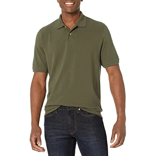 Zeitlich begrenztes Angebot: Amazon Essentials Men's Regular-Fit Cotton Pique Polo Shirt Shirt, -Olive, Small von 15.27 € auf 15.27 € (0.00% Rabatt)