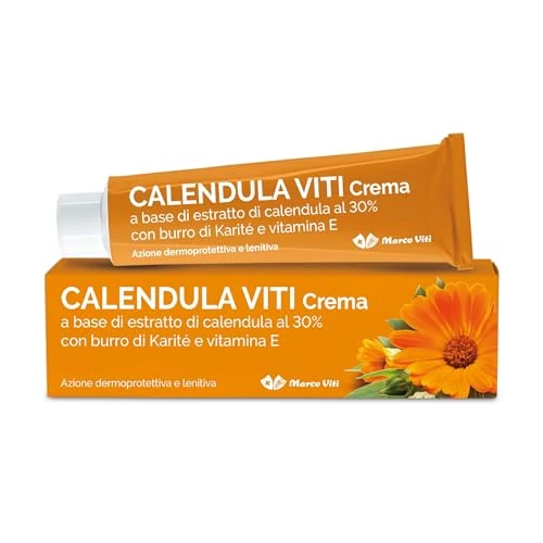 Calendula Viti Kalmerende crème met 30% goudsbloemextract en sheaboter, hydrateert en beschermt ze, zonder kleurstoffen, ideaal voor de gevoelige huid, tube van 100 ml