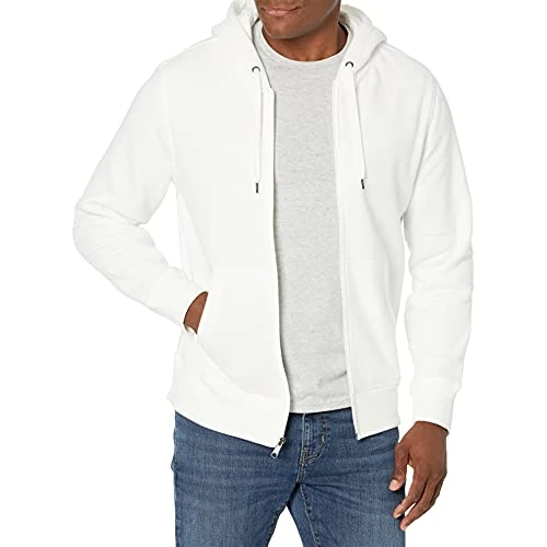Offerta a tempo: Amazon Essentials Felpa con Cappuccio e Cerniera Integrale in Pile (Disponibile nelle Taglie Big & Tall) Uomo, Bianco Brillante, L - 41% da 25.70 € a 15.10 €