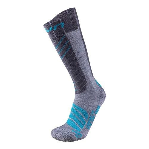 UYN Damen Ski Comfort Fit Damen Socke, Grey/Turquoise, 38 EU