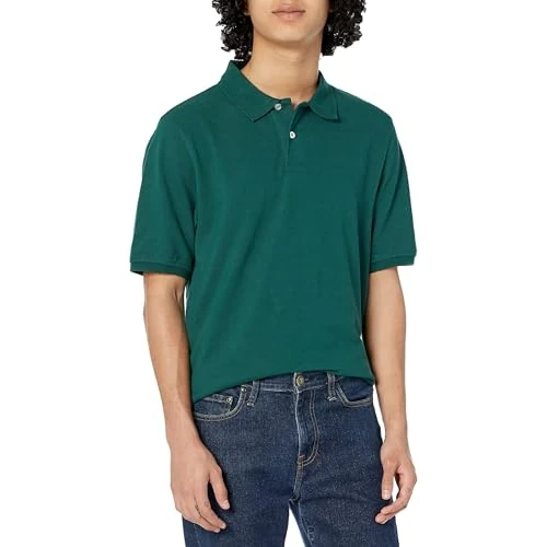 Limited-time offer: Amazon Essentials Men's Regular-Fit Short-Sleeve Cotton Piqué Polo Shirt (Available in Big and Tall), Dark Green, XXL from 13.00 £ to 13.00 £ (save 0.00%)