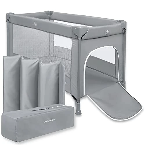 Offerta a tempo: Moby-System Lettino da Campeggio per Bambini – Lettino da Viaggio 60x120 con Materasso Pieghevole, Apertura Laterale e Borsa – Box Neonato Pieghevole con Ruote Bloccabili - 0.00% da 45.55 € a 45.55 €