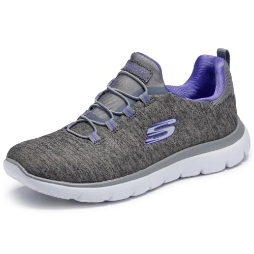 Tijdelijke aanbieding: Skechers dames Summits Quick Getaway Trainers, Charcoal Mesh/ Purple Trim, 39 EU van 69.95 € naar 69.95 € (0.00% korting)