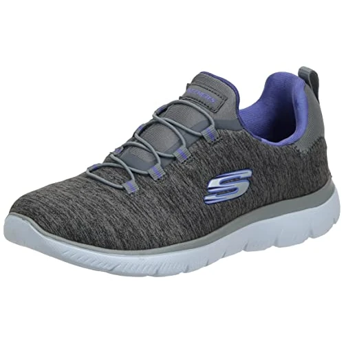 Offerta a tempo: Skechers Summits Quick Getaway, Scarpe da Ginnastica Donna, Grigio Grey Charcoal Mesh Purple Trim Ccpr, 38 EU - 40% da 69.95 € a 42.24 €