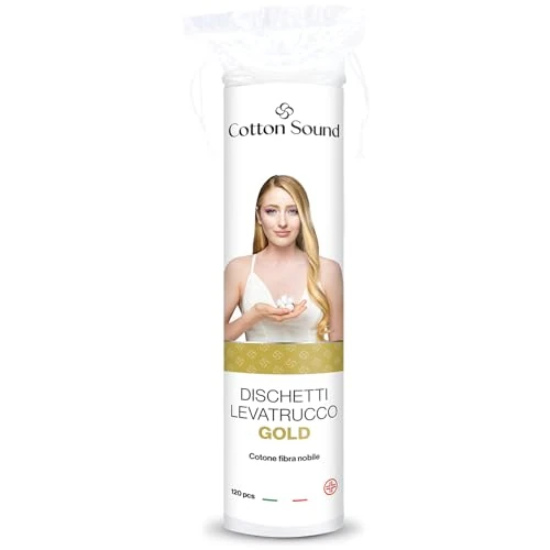 Oferta limitada: COTTON SOUND Gold - Discos de maquillaje de 120 unidades, discos 100% algodón, aptos para pieles sensibles, ideales para la eliminación de maquillaje, lado liso y lado en relieve, fabricado en Italia de 4.76 EUR a 4.76 EUR (ahorro 0%)