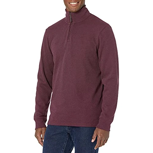 Limitiertes Angebot: Amazon Essentials Herren Pullover mit Viertelreißverschluss aus französischem Rippstrick, Normale Passform, Burgundy Heather, XXL von 22.30 EUR auf 18.62 EUR (Spare 17%)