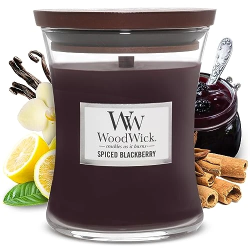 Limited offer: WoodWick Medium Hourglass Scented Candle | Spiced BlackBerry | with Crackling Wick | Up to 60 Hours Burn Time from 24.99 EUR to 19.99 EUR (save 20%)