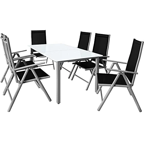 Offerta a tempo: Casaria® Set Tavolo e Sedie da Giardino Bern 6 +1 Alluminio Bern Schienale 8 Posizioni Balcone Patio - 37% da 404.95 € a 254.95 €