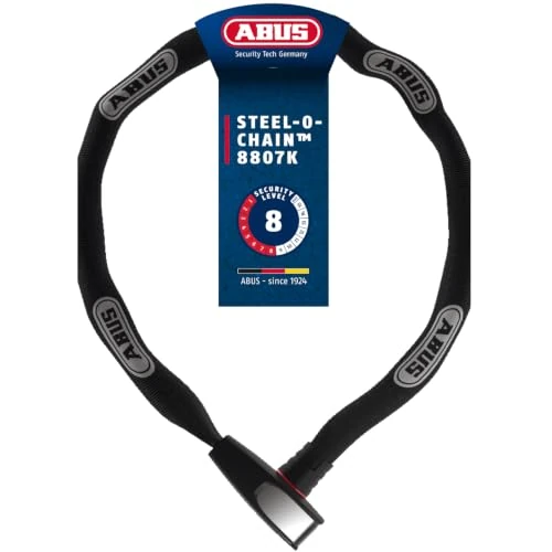 Limited-time offer: ABUS Steel-O-Chain 8807K Bike Chain Lock, 85 cm, Black | Bicycle chain lock with 7 mm square chain, auto-locking cylinder, hardened steel, textile sleeve from 40.99 £ to 39.49 £ (save 4%)