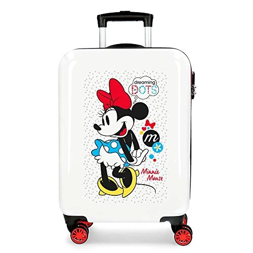 Disney, Minnie Enjoy the Day Maleta de cabina Blanco 40x55x20 cms Rígida ABS Cierre combinación 34 L 2,8 Kgs 4 Ruedas Dobles Equipaje de Mano