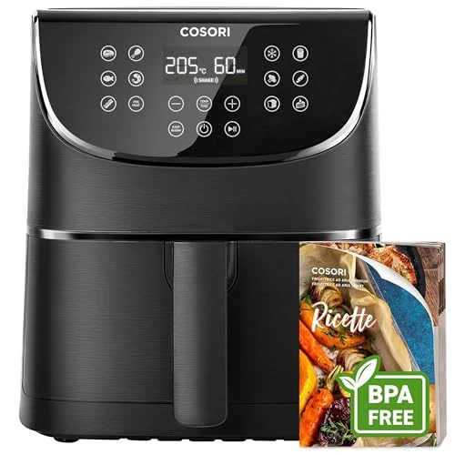 Oferta limitada: Cosori Freidora de Aire 5.5L Interior Metálico Real, Air Fryer Diseño Antióxido, Tecnología Calefacción Uniforme, 40 Recetas, Reducción de Grasas para una Vida Saludable, Eficiencia Energética, 1700W de 84.99 EUR a 79.98 EUR (ahorro 6%)