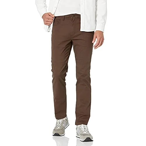 Amazon Essentials Men's Chinobroek met 5 zakken, comfortabele stretch en slanke pasvorm (voorheen Goodthreads), Bruin, 30W / 36L