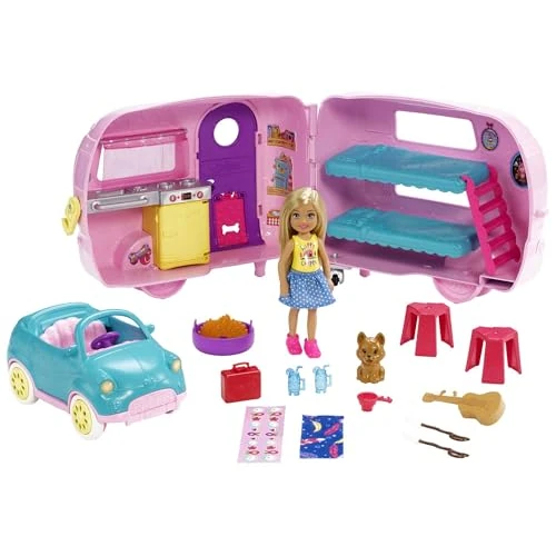 Offre limitée : Barbie Famille Coffret Mini-poupée Chelsea avec sa Voiture et sa Caravane, Figurine Chiot et Accessoires, Jouet pour Enfant, FXG90 de 23.99 EUR à 23.99 EUR (remise 0%)